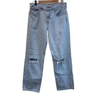 Levi's Low Pro Straight Light Wash Distressed Denim Jeans Women's Size‎ 30